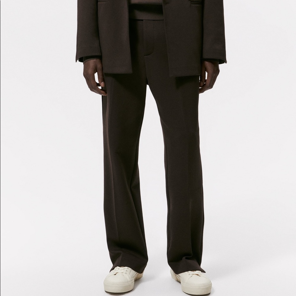 Zara Vented Suit Pants Chocolate Brown